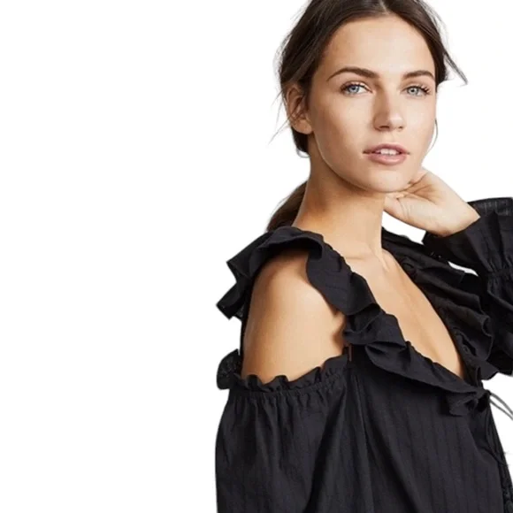 NWT Rebecca Minkoff “Pippa” Cold Shoulder Ruffle Blouse - Picture 3 of 13